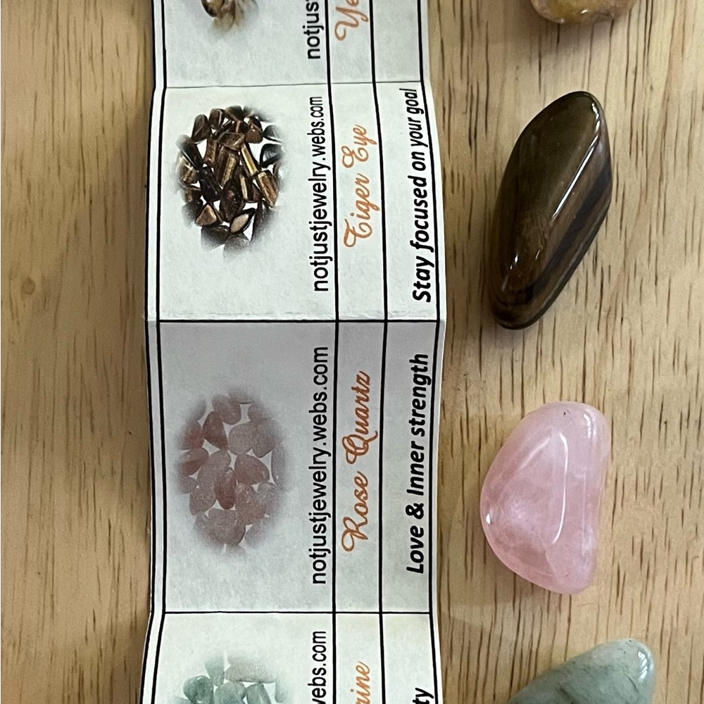 Gemstone Set with Tiger Eye, Rose Quartz, and‎ Aventurine